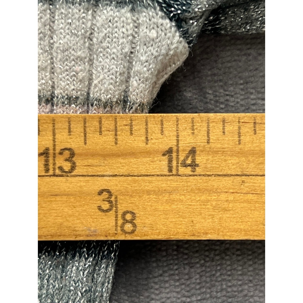 Nine West Striped Ribbed Knit Sweater Womens Small Grey Metallic Sparkle Top - Picture 3 of 8
